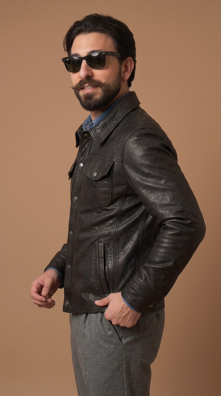Camicia in pelle uomo "Versante" — lavata