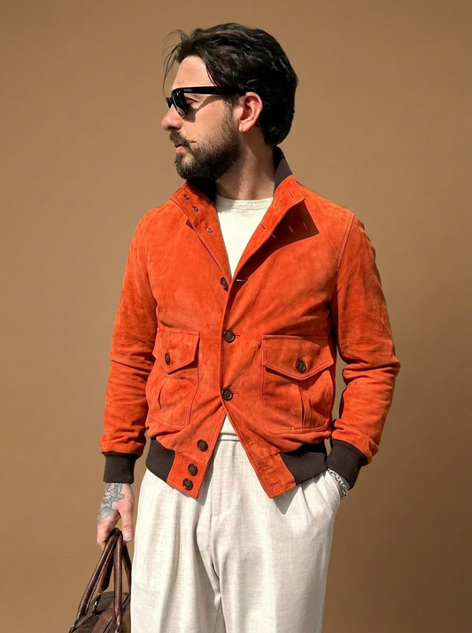 “Brera” in capretto scamosciato Velour Aragosta