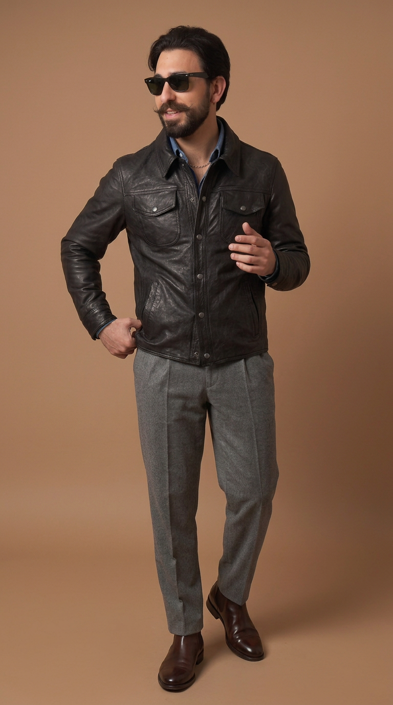 Camicia in pelle uomo "Versante" — lavata
