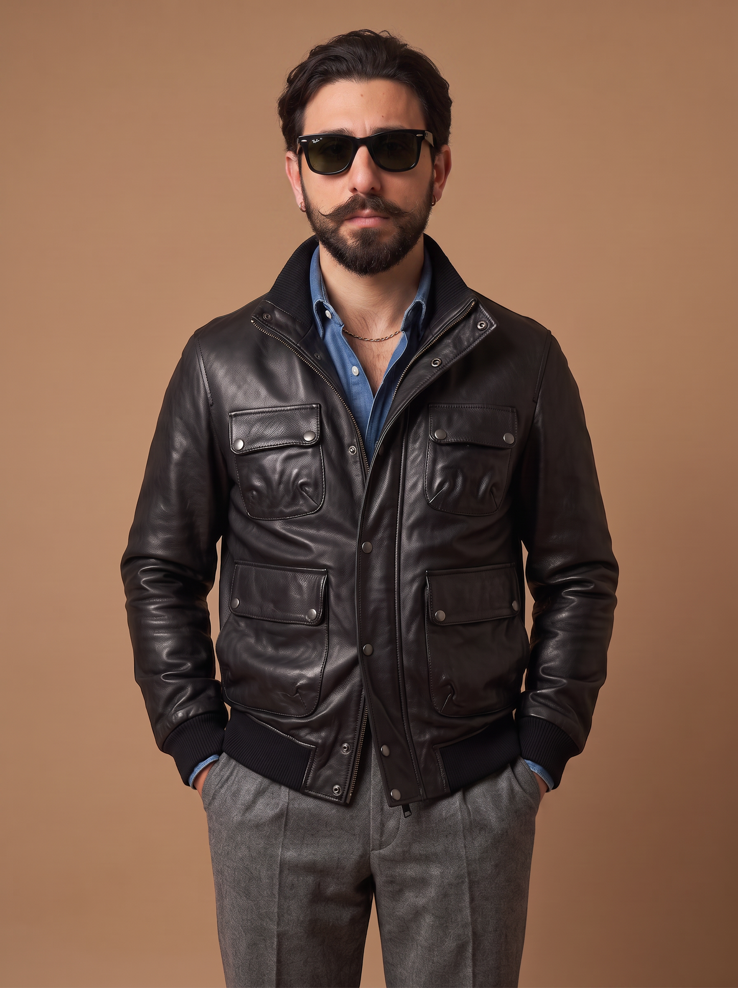 "Dakota Jacket" in Black Vegan Lambskin