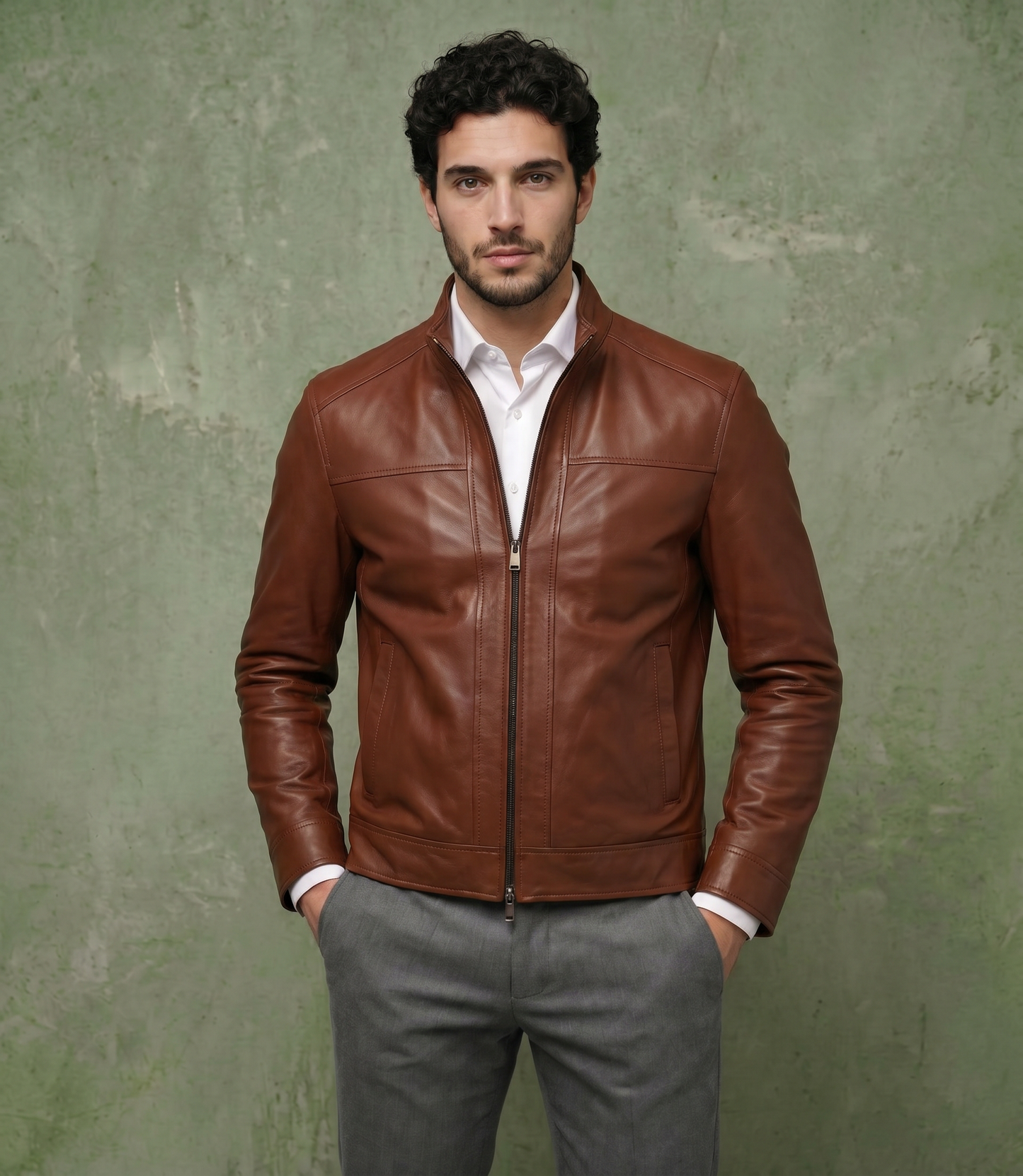 "Levante" in vera pelle di agnello cognac luxury concia naturale pieno fiore extramorbida