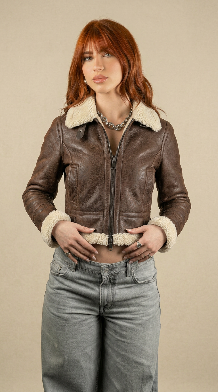 “Locatelli” shearling aviatore donna pelliccia bianca
