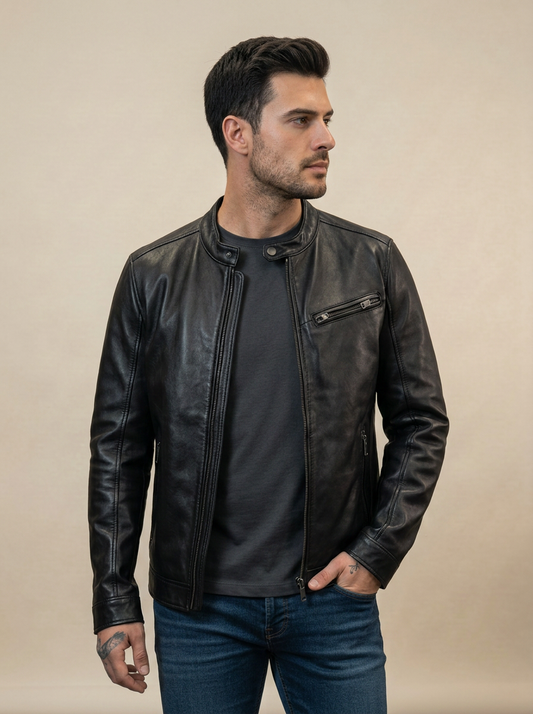 “Biker Rebel” biker In nappa naturale morbida