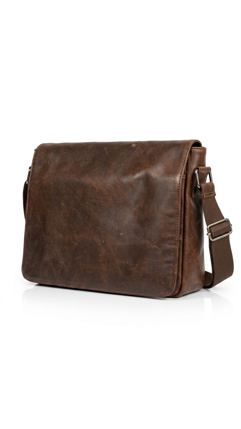 "Messanger Bag" in vitello nero grana naturale