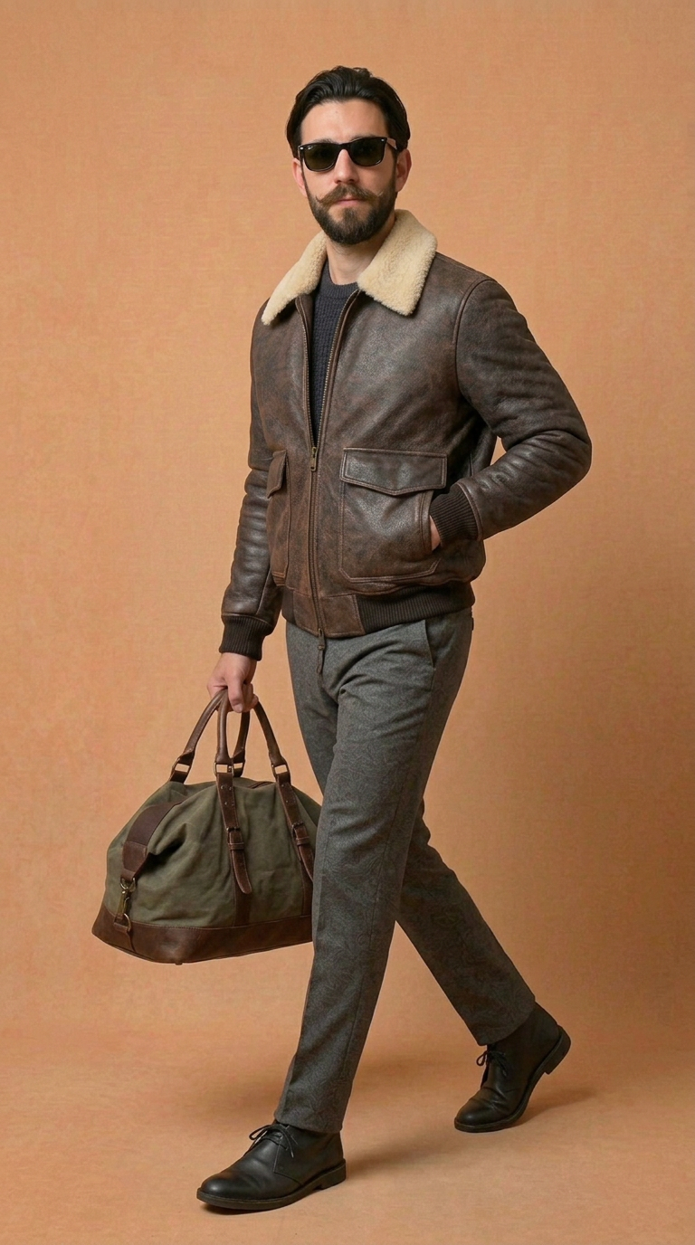 « Veste aviateur en peau lainée »