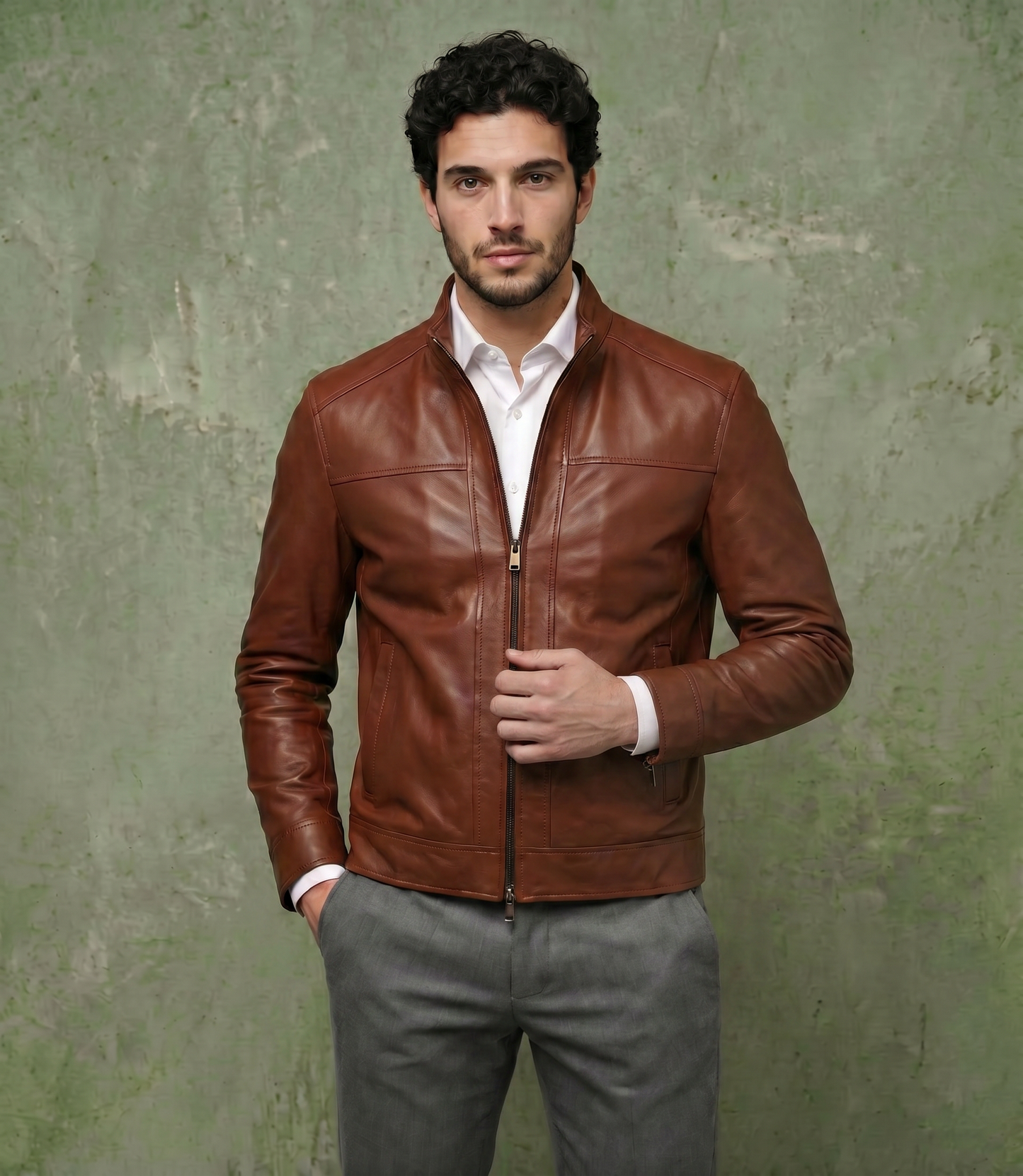 "Levante" in vera pelle di agnello cognac luxury concia naturale pieno fiore extramorbida