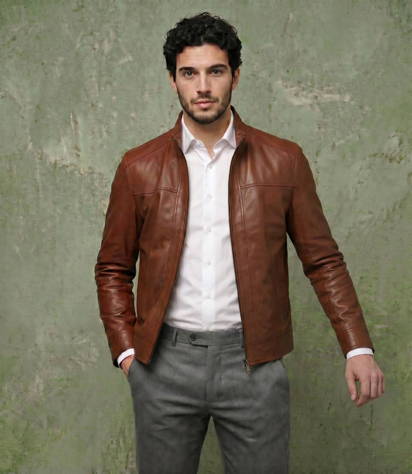 "Levante" in vera pelle di agnello cognac luxury concia naturale pieno fiore extramorbida