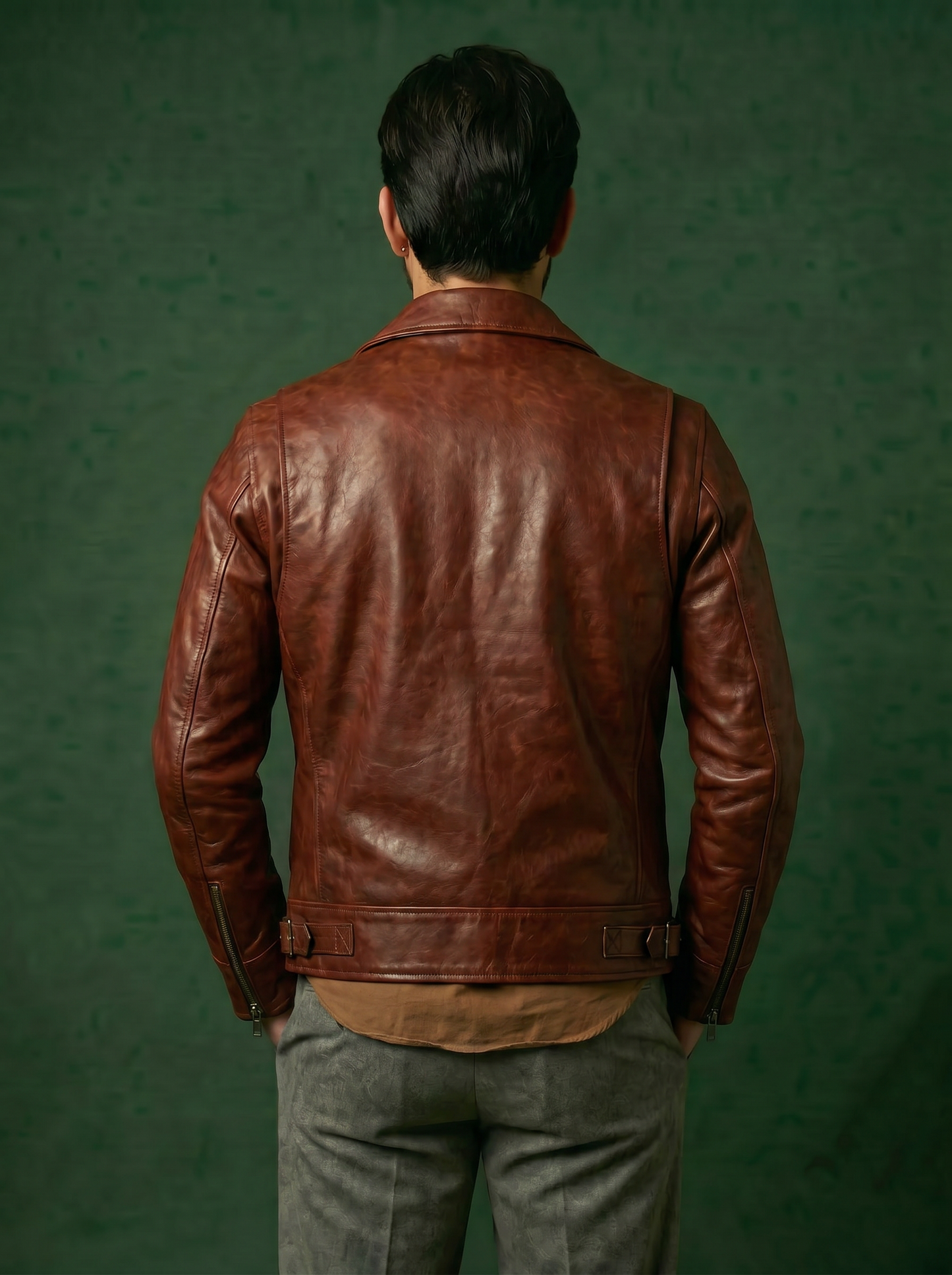 Giacca biker in pelle uomo "Heritage Rider" — vitello pull up