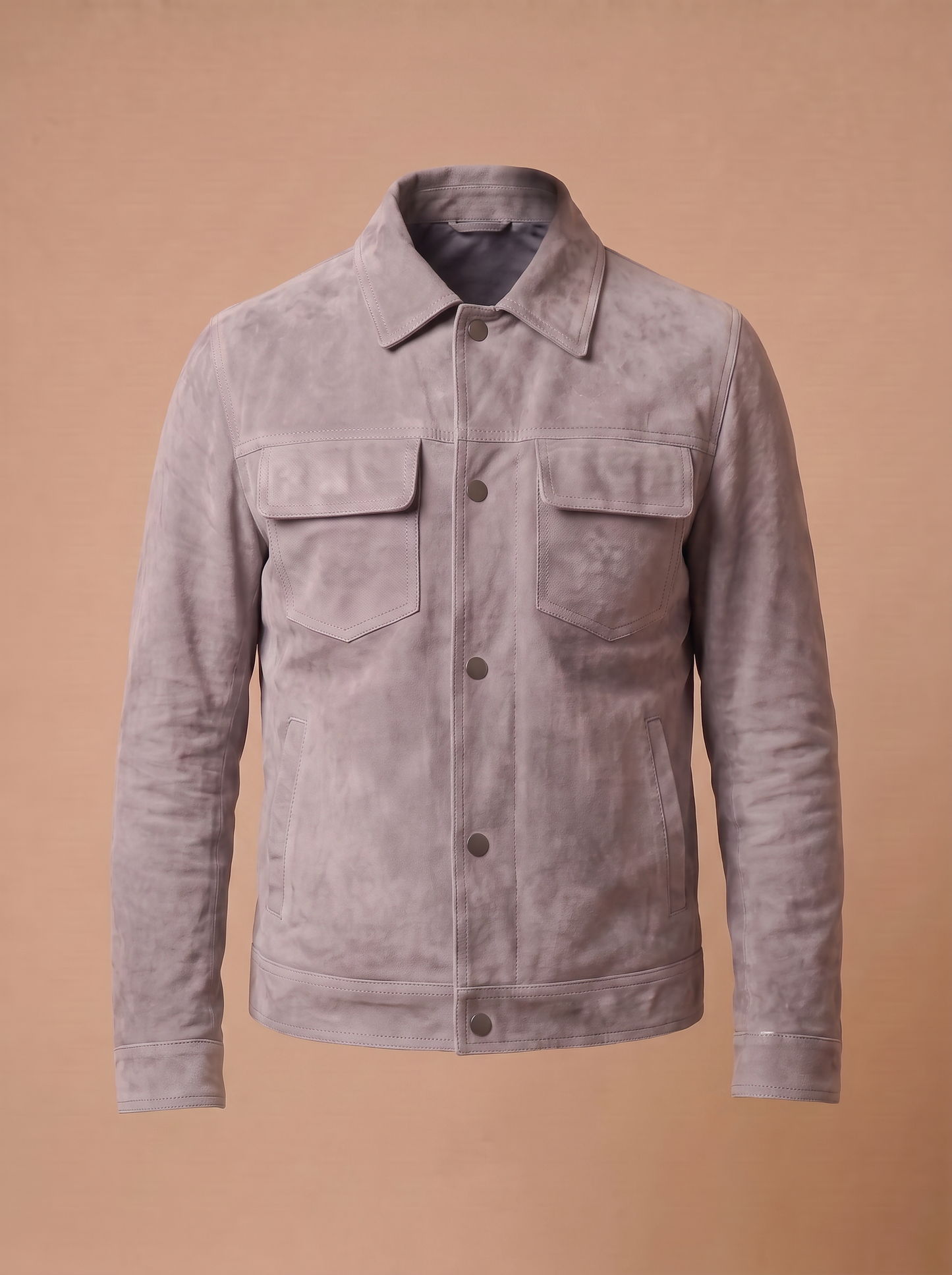 Giacca in camoscio grigio chiaro "Brando"