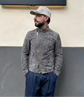 "Biker Rivetti" in pelle di agnello sfiorata vintage