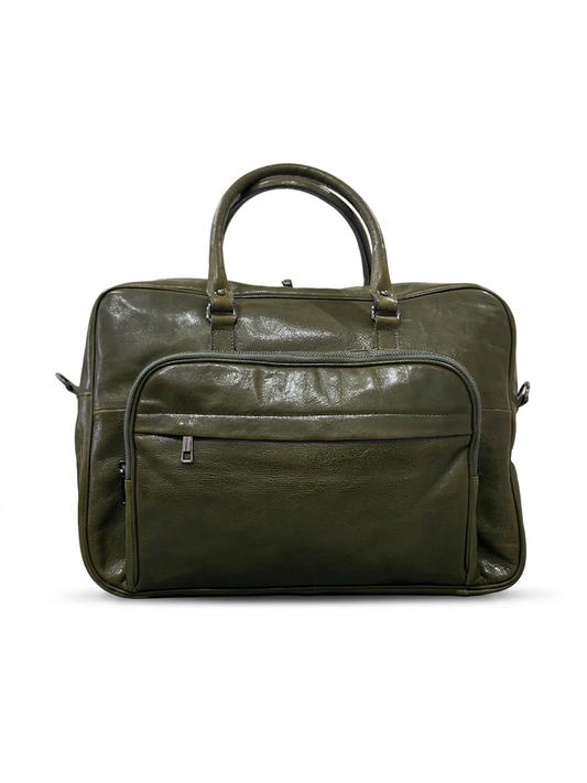 Le sac porte-documents en cuir tanné végétal vert olive Odriam