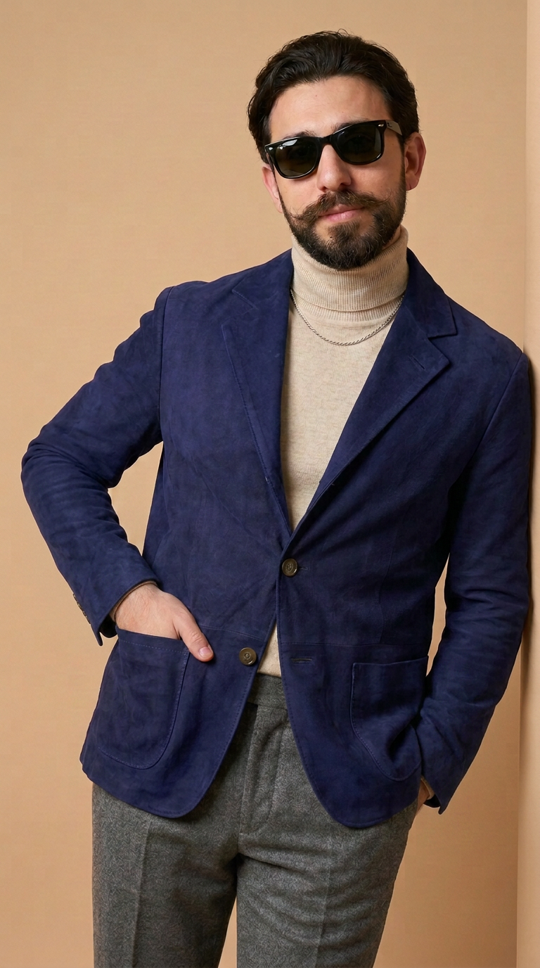 Blazer in camoscio uomo "Modena" — blu