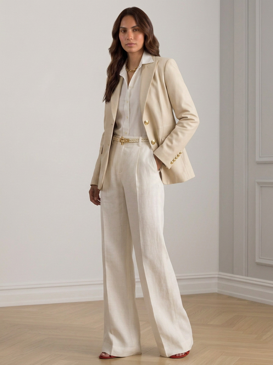 Blazer in pelle donna "Eclissi" — nappa avorio