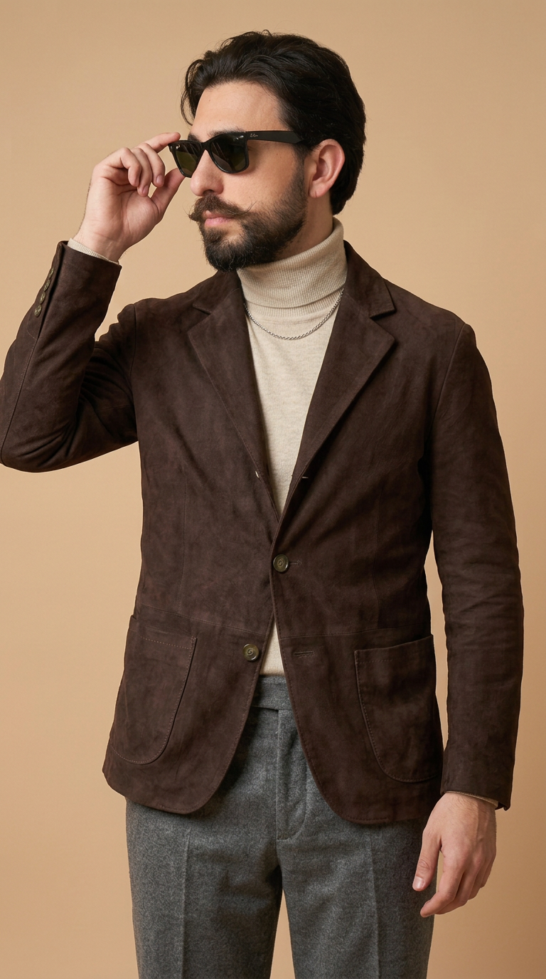 Blazer in camoscio uomo "Modena" — testa di moro