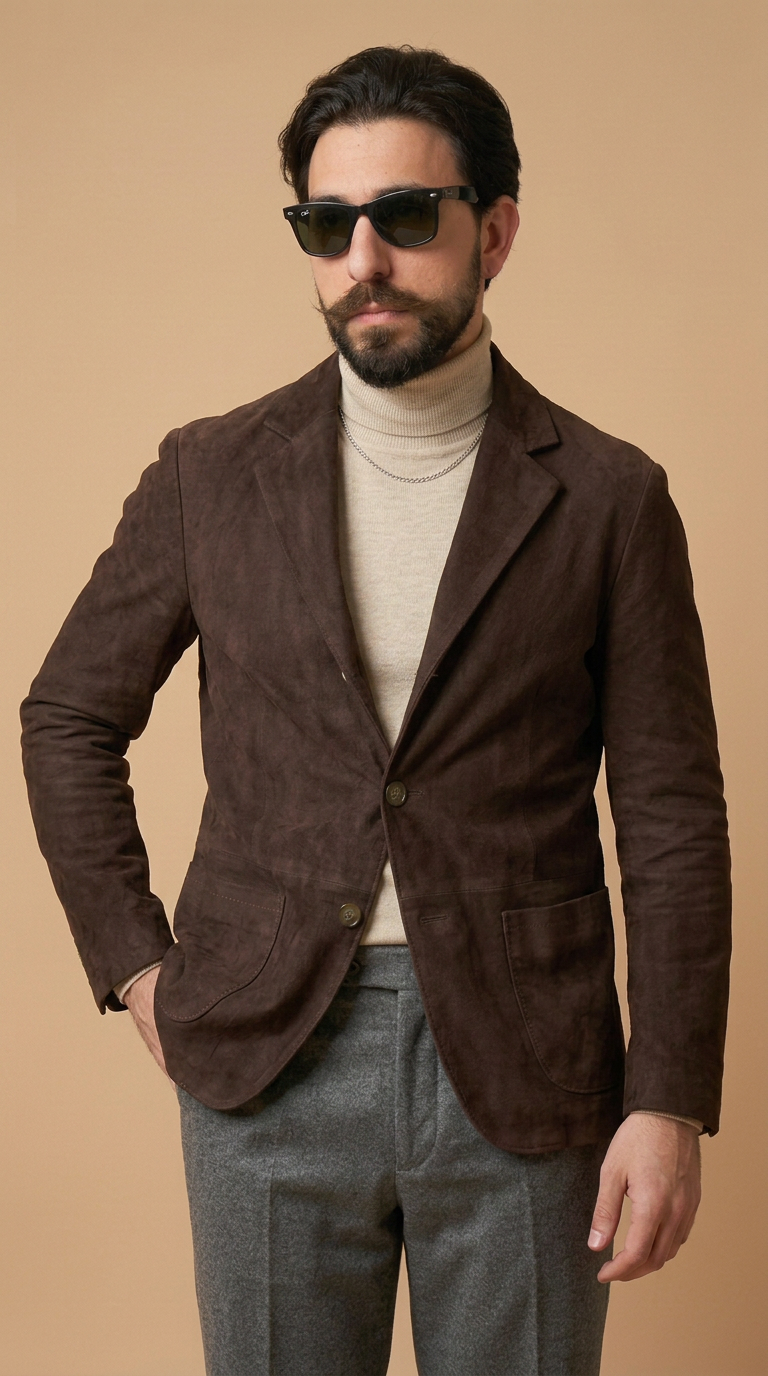 Blazer in camoscio uomo "Modena" — testa di moro