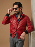 Bomber in pelle uomo "Brera" — nappa rosso intenso