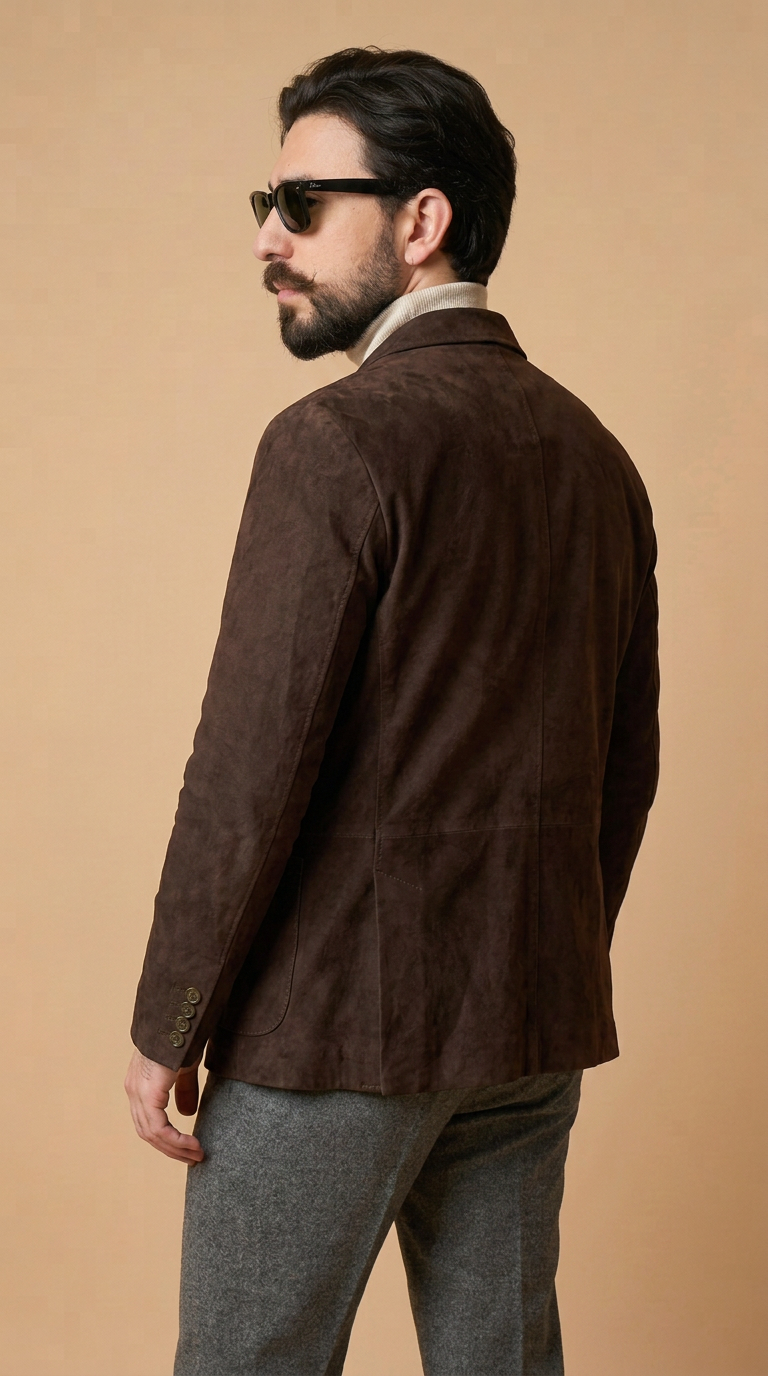 Blazer in camoscio uomo "Modena" — testa di moro