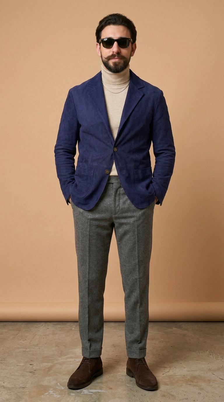 Blazer in camoscio uomo "Modena" — blu