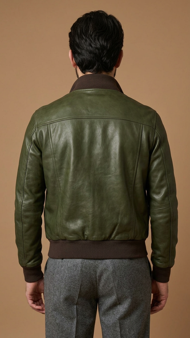 Bomber in pelle uomo "Brera" — verde petrolio scuro luxury