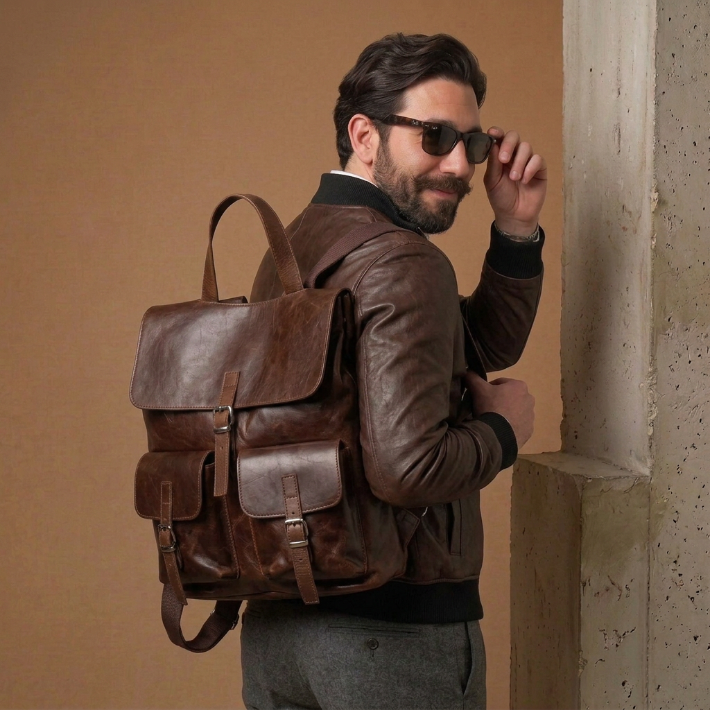Bomber n pelle testa di moro con zip "Brera"