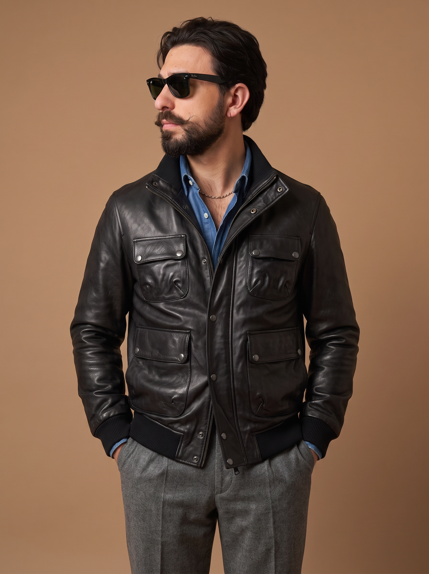 "Dakota Jacket" in Black Vegan Lambskin