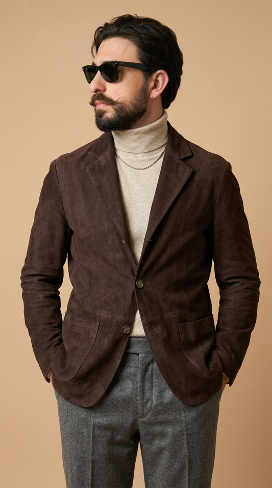 Blazer in camoscio uomo "Modena" — testa di moro