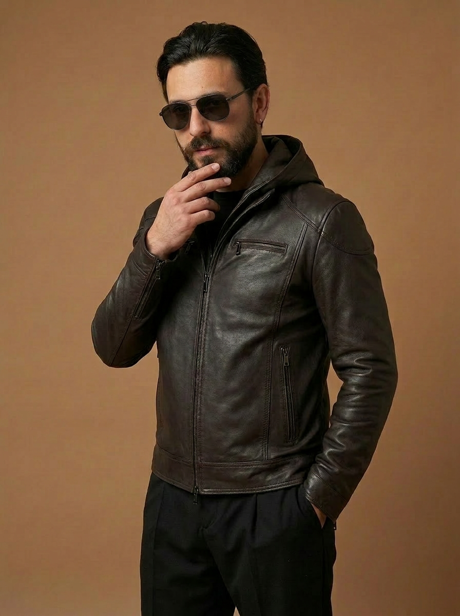 “Vireo” Jacket in genuine oiled calfskin