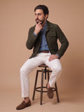 Giacca in camoscio verde militare "Brando"