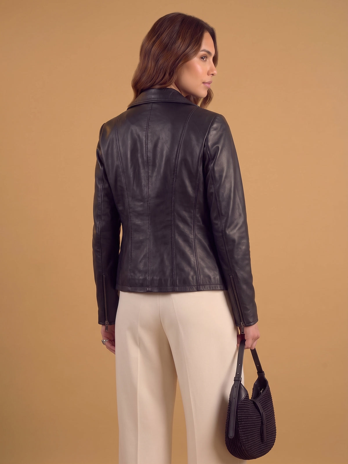 Giacca in pelle donna "Perla" — nappa nera
