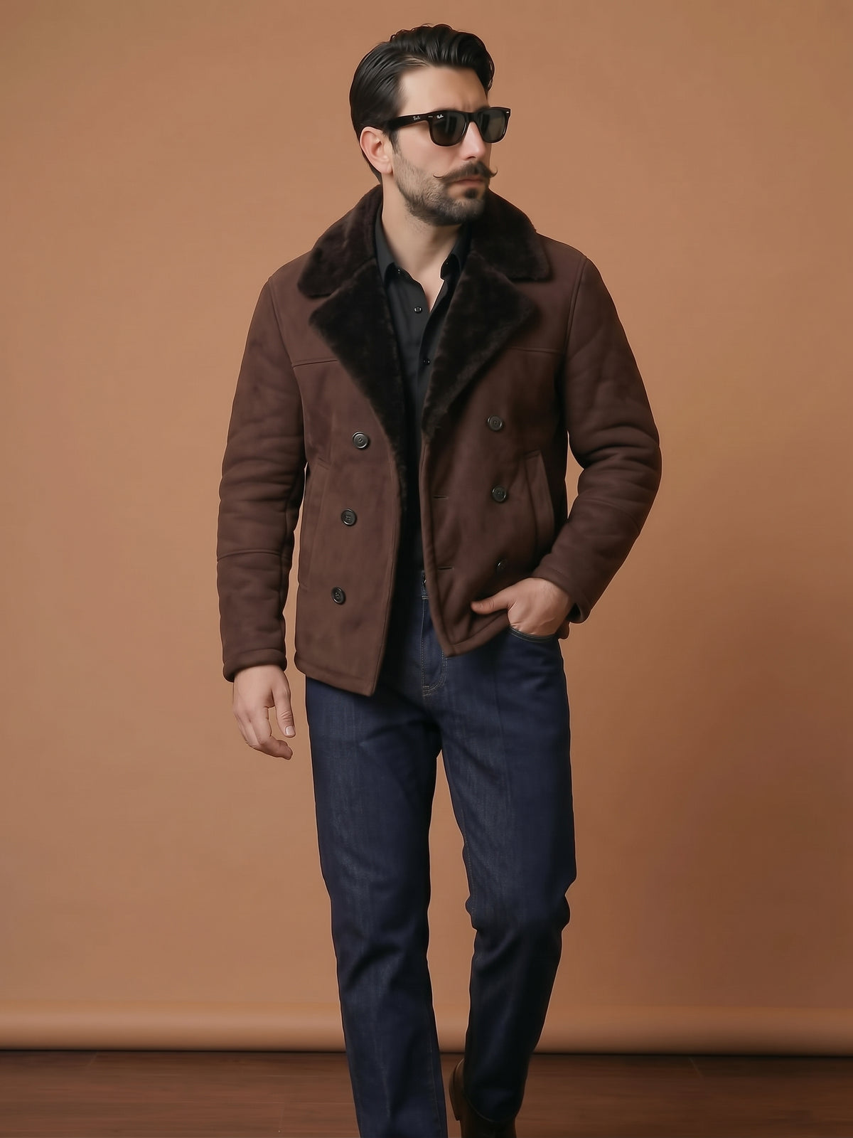 Giacca Aviatore Shearling Peacoat /Caban "Tesei" moro