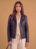Giacca in pelle donna "Perla" — nappa nera