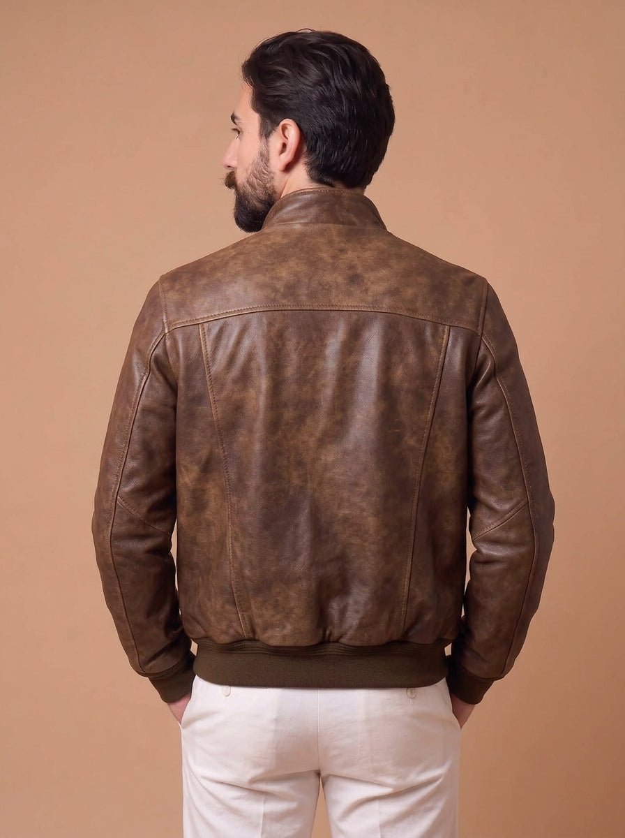 Giacca Aviatore Vintage in Pelle Nappa Luxury "Brera 2"
