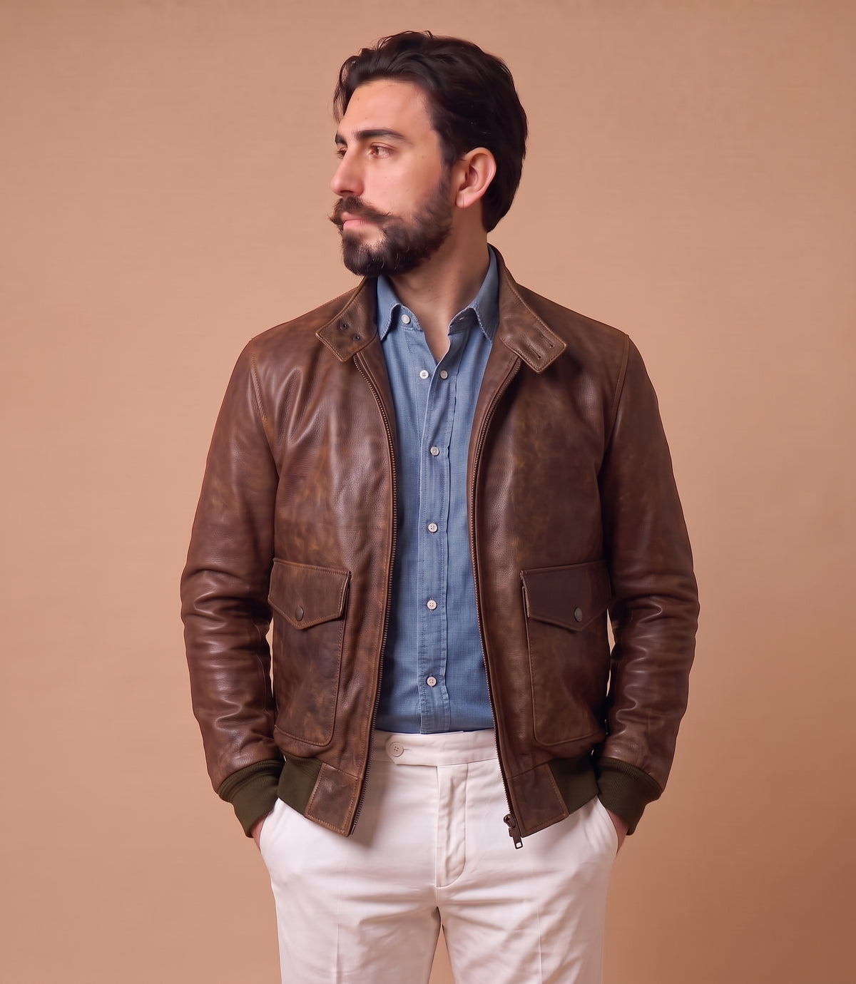 Giacca Aviatore Vintage in Pelle Nappa Luxury "Brera 2"