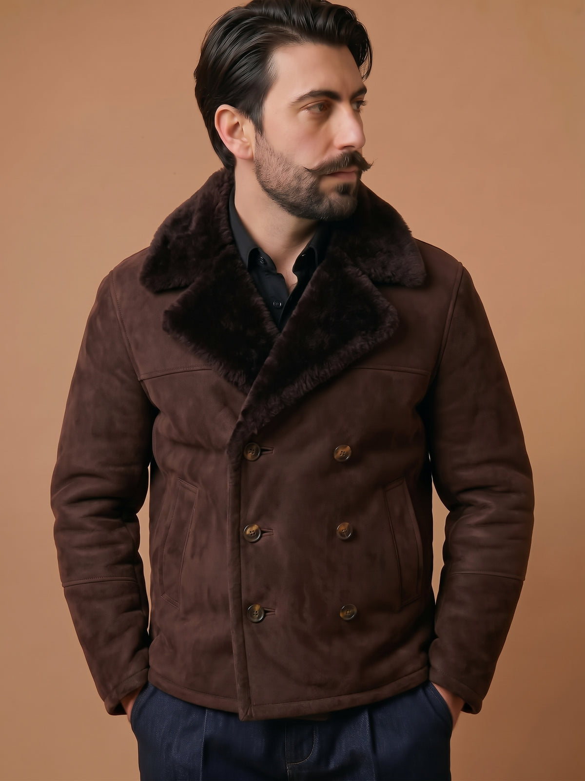 Giacca Aviatore Shearling Peacoat /Caban "Tesei" moro