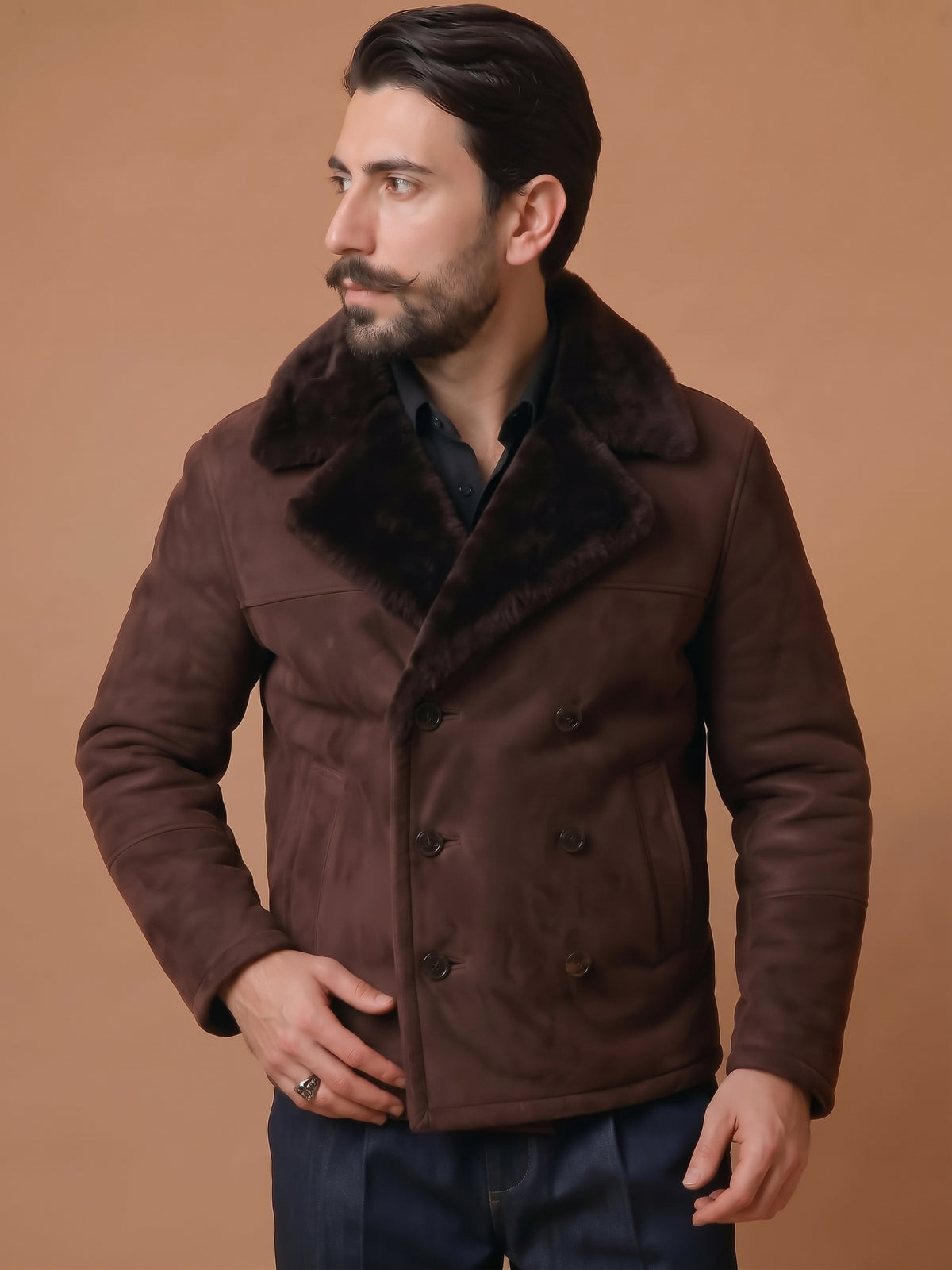 Giacca Aviatore Shearling Peacoat /Caban "Tesei" moro