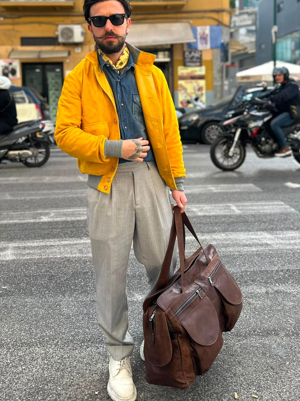 “Borsone Prestige” in Pelle di vitello pull invecchiato