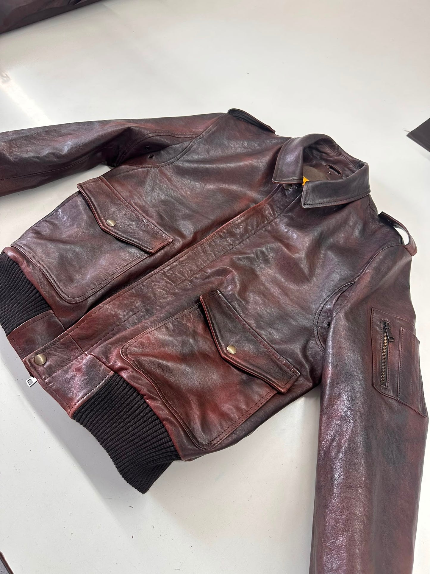 Bomber in pelle Aviazione effetto vintage castagno “Falconer"