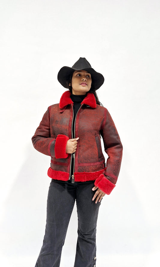 Scarlet Luxe Shearling Elegance