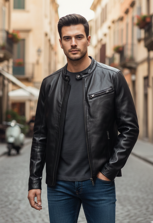 “Biker Rebel” biker in soft natural nappa leather