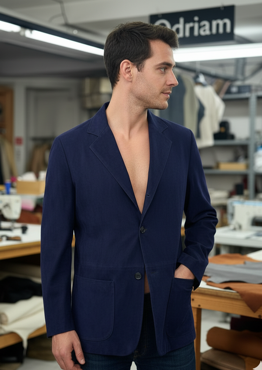 “Modena” Blue Suede Blazer
