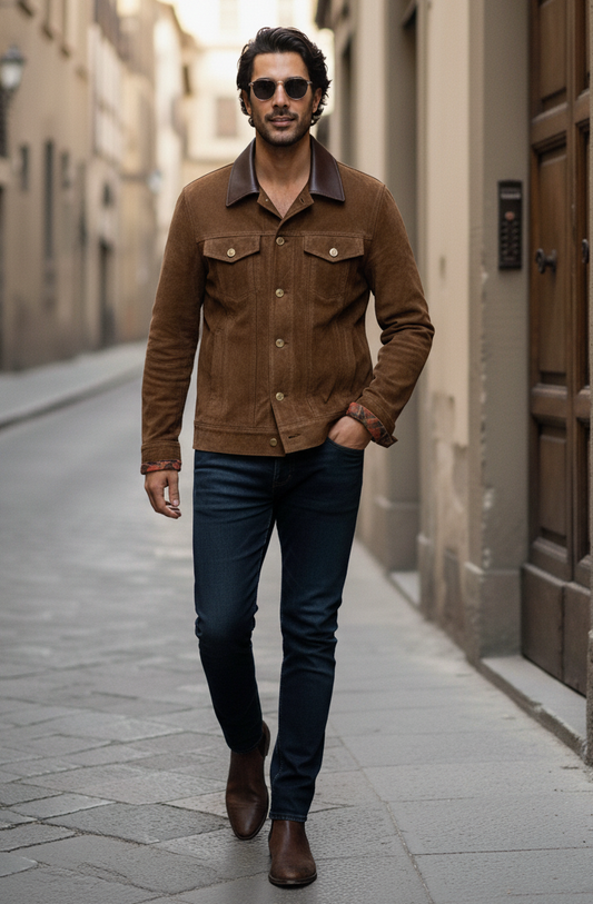 « Trucker » Daim et cuir